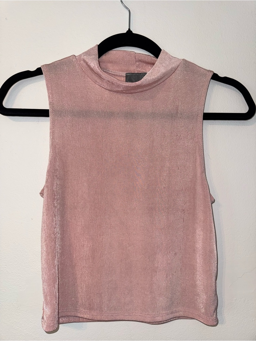 Olivia Rae Pink Velvet Mock Neck Tank Top